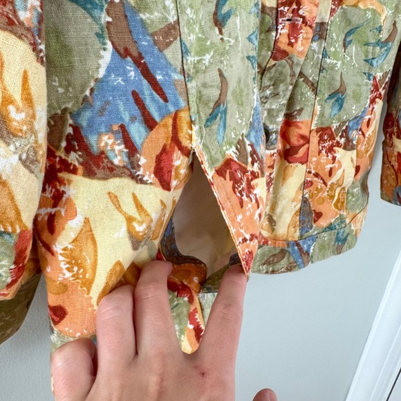 Christopher & Banks Abstract Fall Print Lightweight 3/4 Sleeve Jacket Sz L - Picture 5 of 11